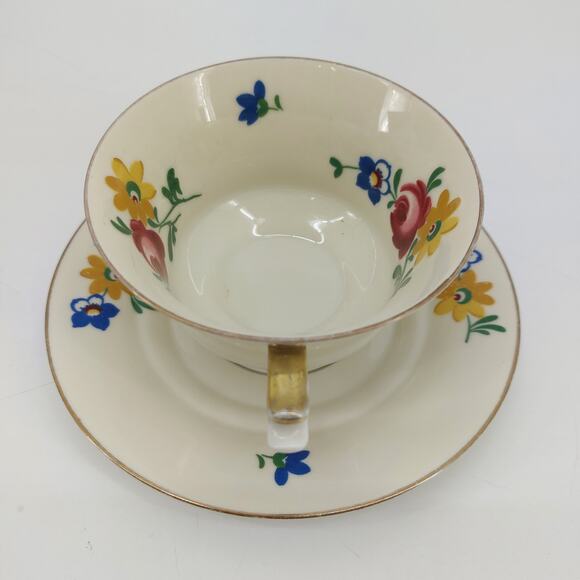 Durocor Bavaria Tea Cup & Saucer Floral Gold Trim - Picture 7 of 11